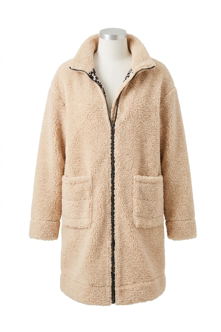 NEW TRIBAL light sherpa coat in moonstone